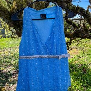 INC International Concepts Blue Dress with Silver Details